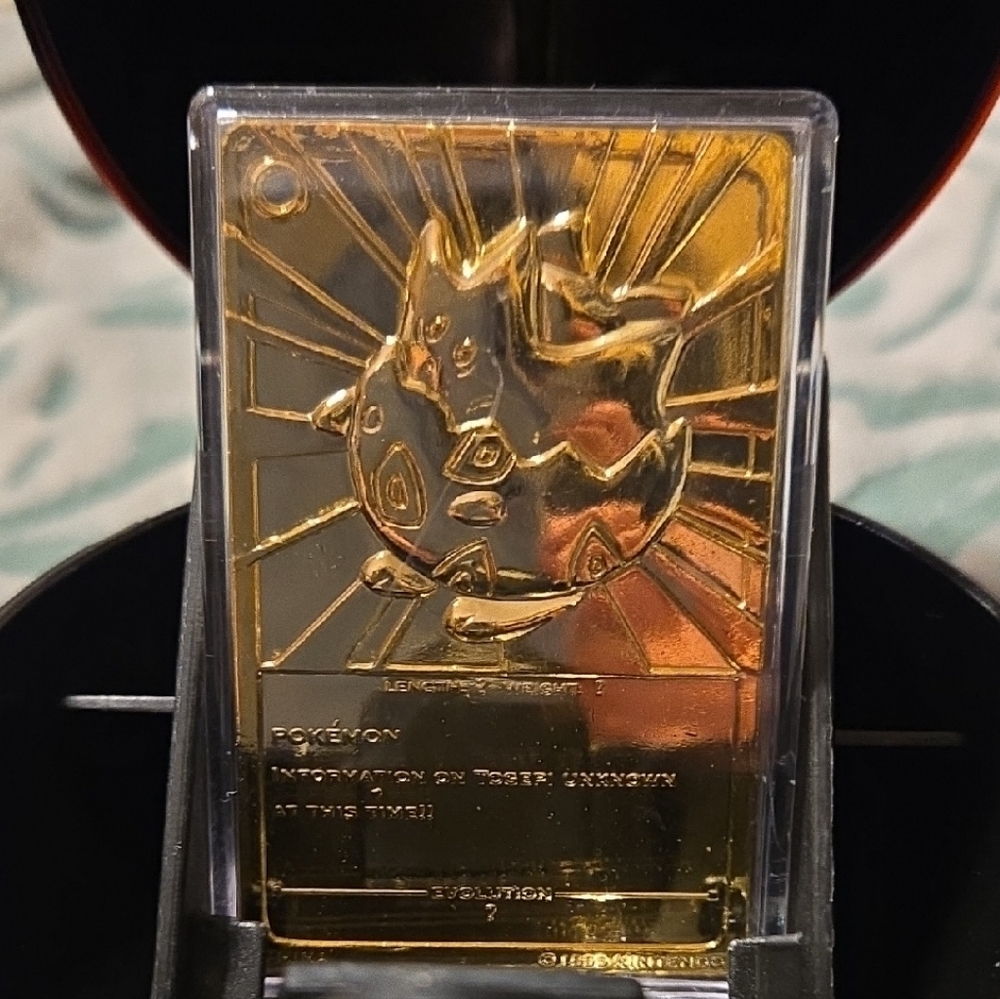 Togepi Pokeball With 23K Gold Plated Card In Case With Certificate. In Box.